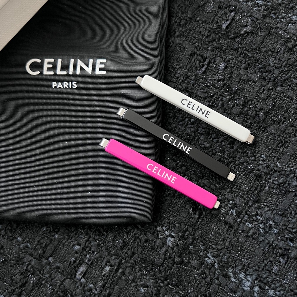 Auth Celine Logo Hair Pins Set - Great Condition
